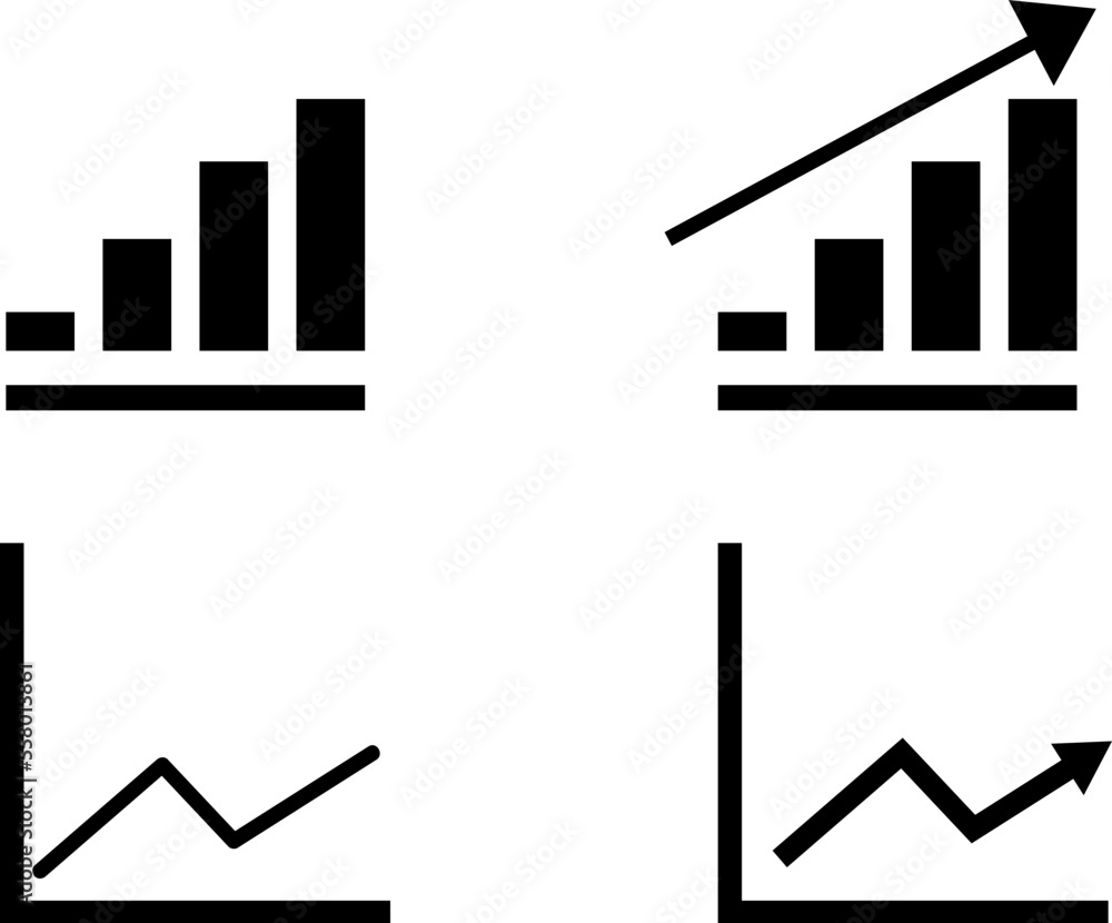 Poster vector growing graph icon set on white background..eps