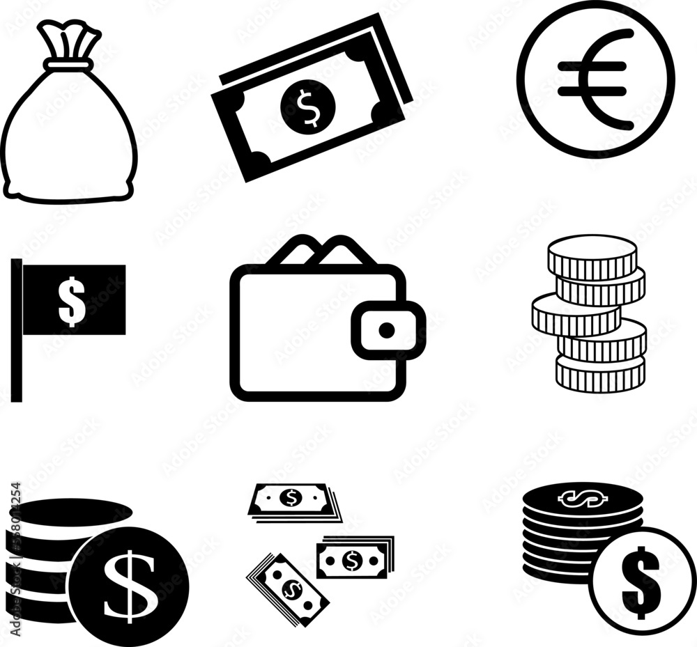 Poster simple set of money related vector line icons. contains such icons as wallet and bundle of money, ha