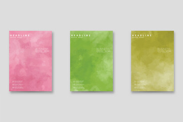 Set of vector watercolor backgrounds for posters, brochures, or flyers, Bundle of watercolor posters, flyers, or cards. Banner template.