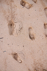 Footprints on the sand of the ocean, texture for a layout