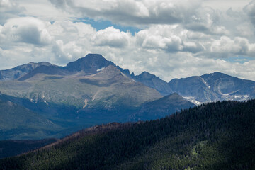 Naklejka na ściany i meble Wooded mountains and rolling hills of Rocky Mountain National Park, Colorado