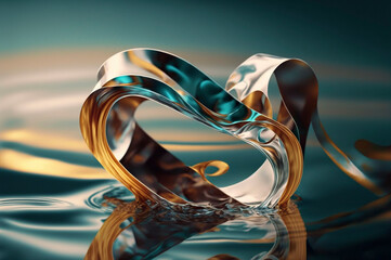 Wind glass ribbon on water. abstract wallpaper for banner. AI generative.