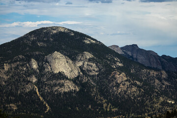 Wooded mountains and rolling hills of Rocky Mountain National Park, Colorado