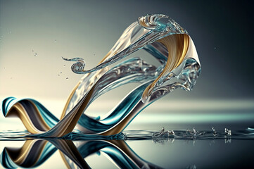 Wind glass ribbon on water. abstract wallpaper for banner. AI generative.