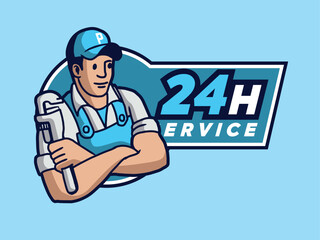 Set of Plumber Male Characters Repair Broken Technics Washing Machine, Sink, Heater and Heating Pipes. Plumbing Handyman Service, Call Master Fixing Home Appliances. Cartoon People Vector Illustration