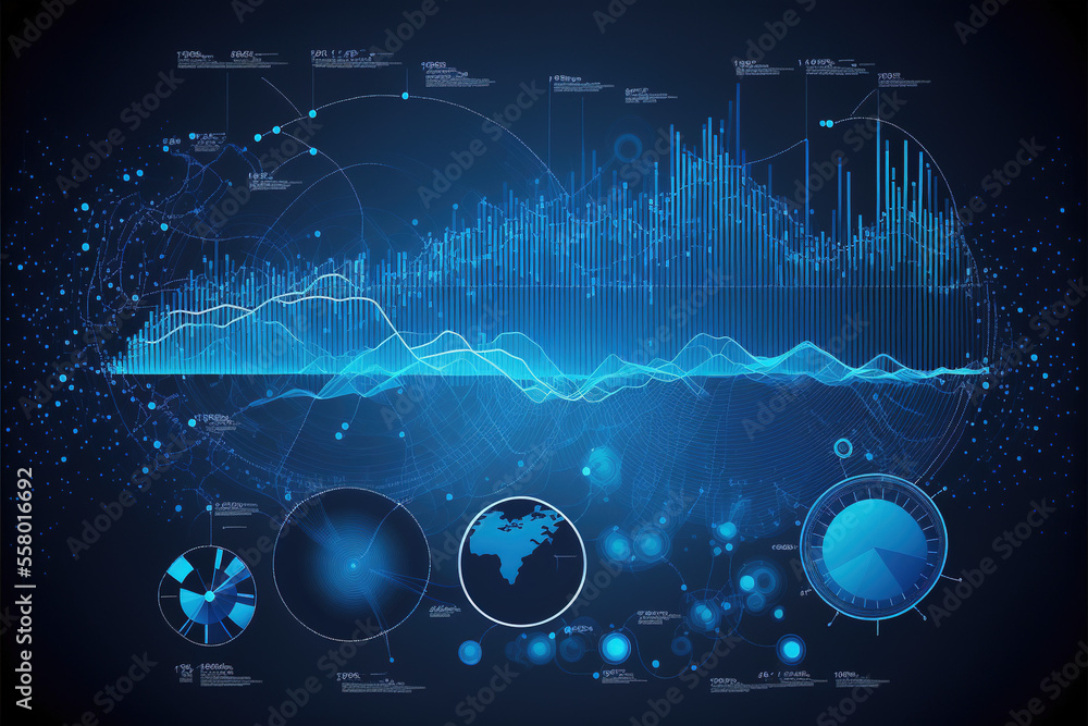 Wall mural business data analysis and analytics of customers insights with charts abstract blue background vect