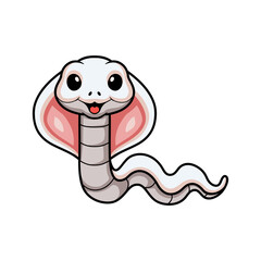 Fototapeta premium Cute leucistic cobra snake cartoon