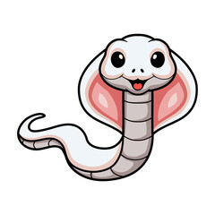 Fototapeta premium Cute leucistic cobra snake cartoon