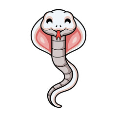 Fototapeta premium Cute leucistic cobra snake cartoon