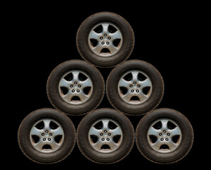 Fototapeta premium Tire Wheel Tire Separated from the background white background.