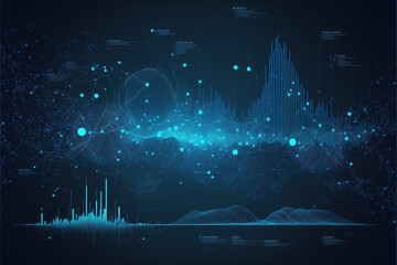 Business data analysis and analytics of customers insights with charts abstract blue background Vector illustration, generative ai