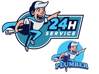 Set of Plumber Male Characters Repair Broken Technics Washing Machine, Sink, Heater and Heating Pipes. Plumbing Handyman Service, Call Master Fixing Home Appliances. Cartoon People Vector Illustration