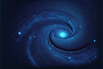 Spiral Black hole in outer space. Blue abstract space background. Sci-fi illustration, generative ai