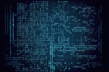 abstract computer code computer programming, big data, encrypted, cyber concept blue background, generative ai

