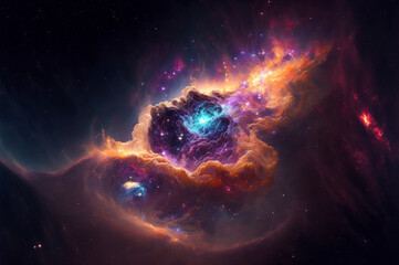 Awesome galaxy, science fiction wallpaper. AI generative.