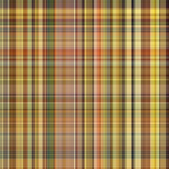 Woodland brown tartan seamless pattern textile. Tonal autumnal forest plaid with organic texture. Background of orange stripe for rough wallpaper. 