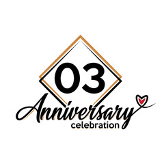 03 years anniversary celebration vector template design illustration