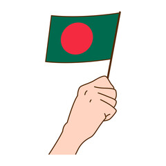 Hand Holding Bangladesh National Flag Illustration. Hand Drawn Style Vector Illustration - EPS 10 Vector
