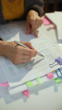 tax time. accountant woman working with documents.
