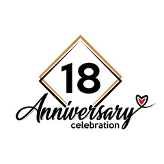 18 years anniversary celebration vector template design illustration