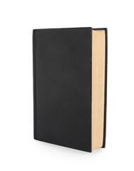 Closed old hardcover book isolated on white