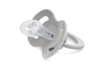 New light grey baby pacifier isolated on white