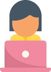 Girl online dating icon flat vector. Social profile. Internet network isolated
