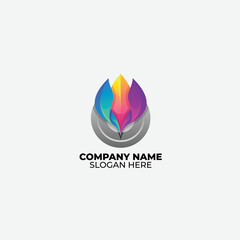 circle leaf gradient colorful logo template