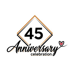 45 years anniversary celebration vector template design illustration