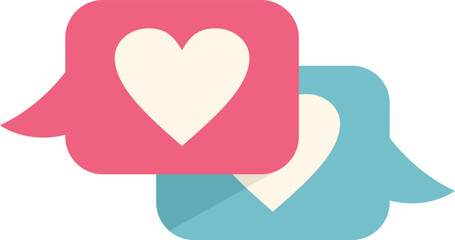 Online dating chat icon flat vector. App date. Love couple isolated - obrazy, fototapety, plakaty