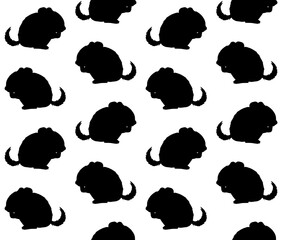 Vector seamless pattern of hand drawn doodle sketch chinchilla silhouette isolated on white background
