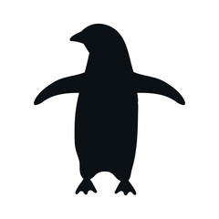 Vector hand drawn flat penguin silhouette isolated on white background