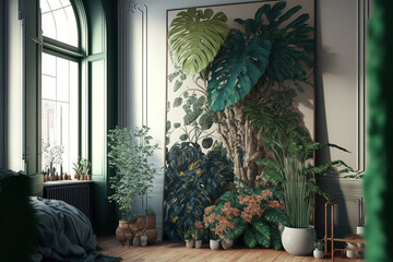Using plants from nature to decorate your home. Generative AI