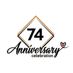 74 years anniversary celebration vector template design illustration