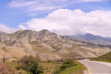Beautiful clay mountains. Khyzy region. Azerbaijan.