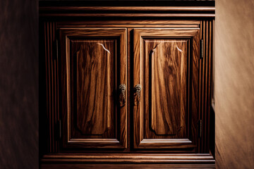 A cabinet with teak wood texture was built. Generative AI