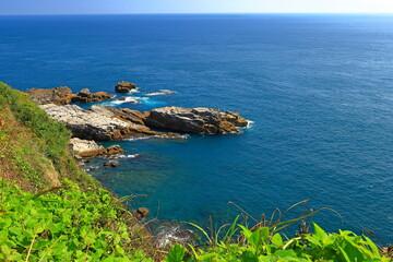 Fototapeta na wymiar Longdong Bay at Northeast coast of Taiwan (New Taipei City and Yilan) National Scenic Area.