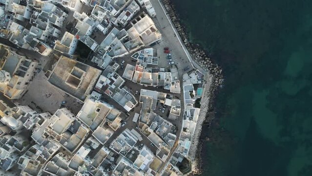 Aerial view of Monopoli old town, Bari, Puglia, Italy.
