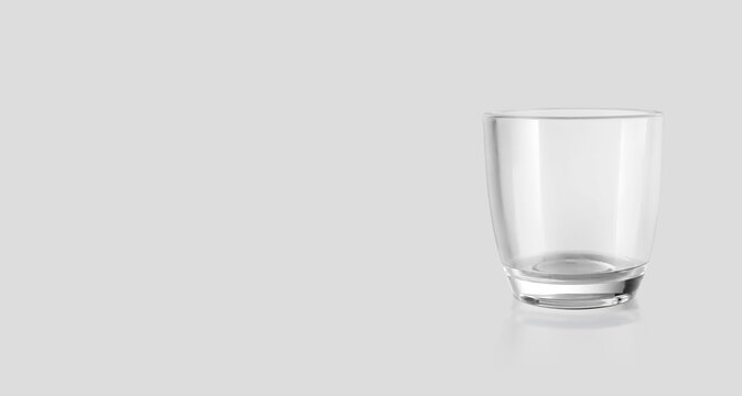 Empty glass isolated on grey background. 3d render