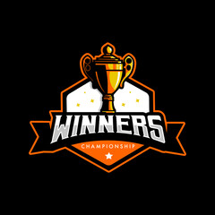 Trophy esport logo design vector. Winners championship for sports and gaming..