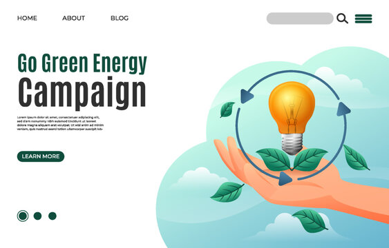 Concept of save energy sustainability or environmental world protection. Web banner, landing page. Vector illustration