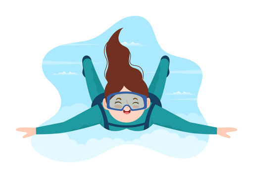 Skydiving Illustration with Skydivers use Parachute and Sky Jump for Outdoor Activities in Flat Extreme Sport Cartoon Hand Drawn Templates