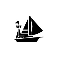 sailing boat vector icon. transportation icon glyph style. perfect use for logo, presentation, website, and more. simple modern icon design solid style