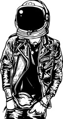Rebel Punk Astronaut Spaceman Vector T-Shirt Design