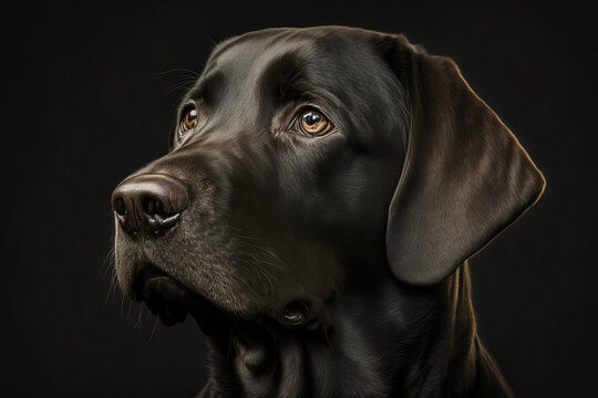 portrait of black Labrador dog made by generative ai