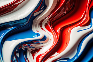 abstract red white and blue paint mixture made by generative ai