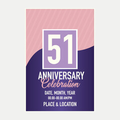 Vector 51st years anniversary vector invitation card. template of invitational for print design.
