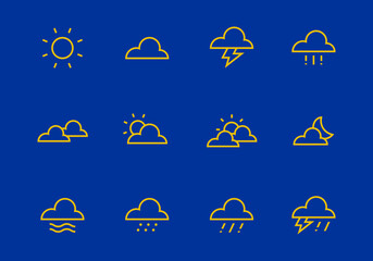 forecast weather outline icon set collection vector