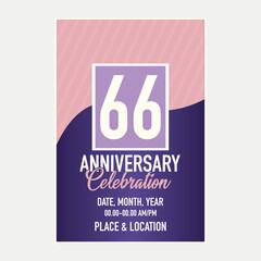Vector 66th years anniversary vector invitation card. template of invitational for print design.
