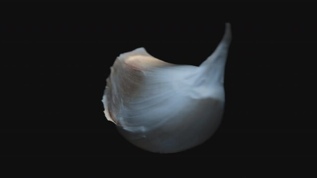Garlic rotation alpha channel
 Cloves of garlic on black background